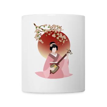 Femme japonaise jouer Shamisen - Mug blanc - blanc - Devant