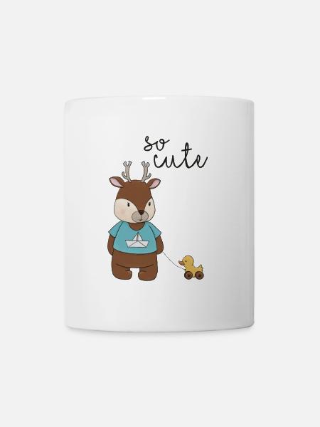 So Cute – Reh mit Entchen 🦌💛 - Tasse - Weiß