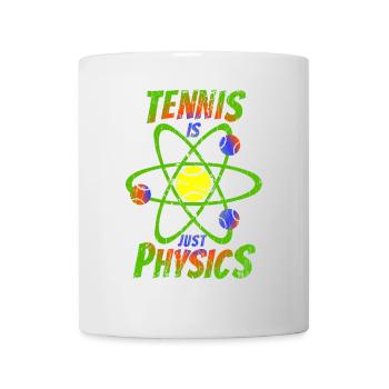 Tennis is just physic Back rainbow colors - Mug - white - Front