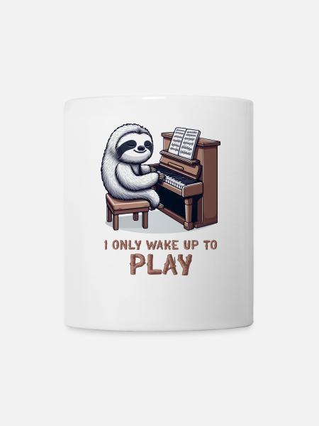 Sloth Playing Piano Pianist Player Musician - Mug - white