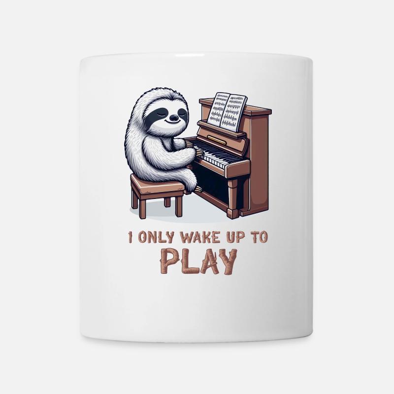 Sloth Playing Piano Pianist Player Musician - Mug - white