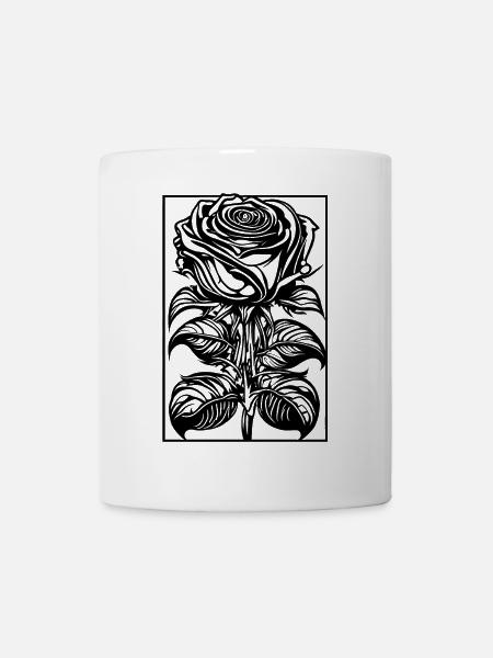 Romantische Rose mit Rahmen - Tasse - Weiß
