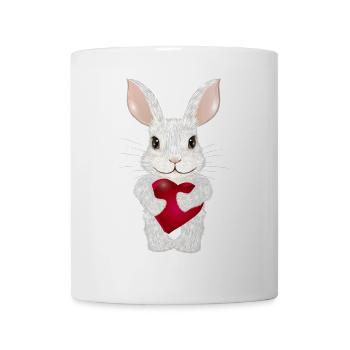 weißes Kaninchen mit Herz zum Valentinstag - Tasse - Weiß - Vorne