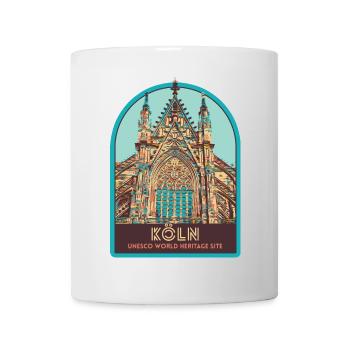 Illustration Fassade Dom Köln, Deutschland - Tasse - Weiß - Vorne