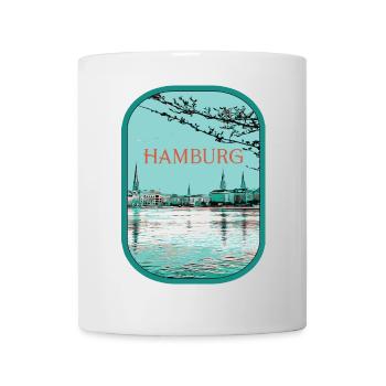 Illustration Flyacross Hamburg - Mug - white - Front