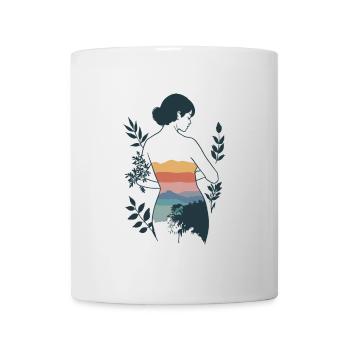 Woman with Mountain Landscape and Nature - Mug - white - Front