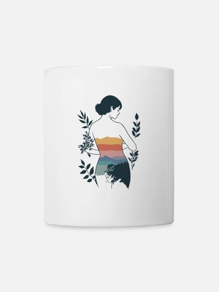 Woman with Mountain Landscape and Nature - Mug - white