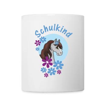 Enfant écolier bleu - Poney Floral - Personnalisable - Mug blanc - blanc - Devant