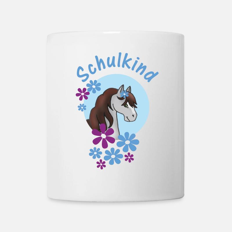 Blue School Child - Pony Floral - Personalizable - Mug - white