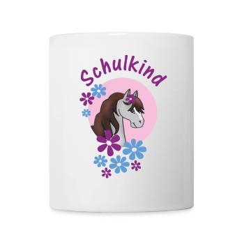 School Child - Pony with Flowers Pink Light Blue - Mug - white - Front