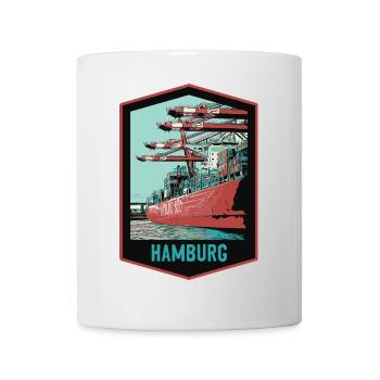 Hamburger Hafen und seine Schiffe - Tasse - Weiß - Vorne