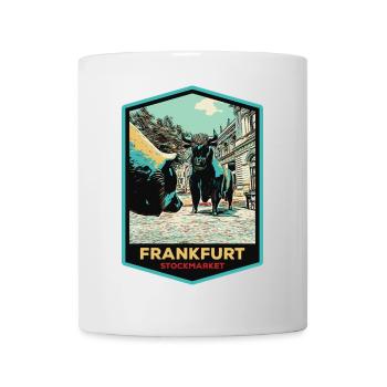 Markante Skulptur an der Frankfurter Wertpapierbörse - Tasse - Weiß - Vorne