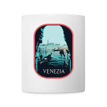 Illustration typical view of Venice and Gondolas - Mug - white - Front