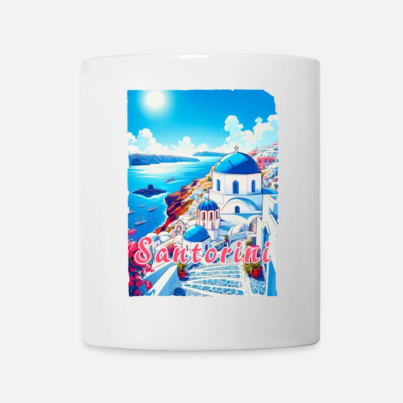 Grèce, souvenirs, vacances, Santorin - Mug blanc - blanc