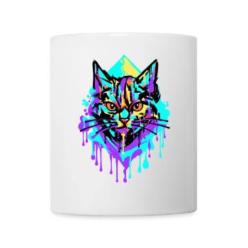 Katze Kunst Strassenkunst Graffiti Zeichnen - Tasse - Weiß - Vorne