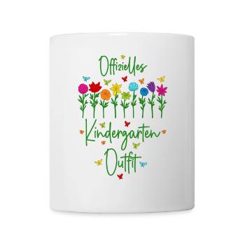 Offizielles Kindergarten Outfit mit bunten Blumen - Tasse - Weiß - Vorne