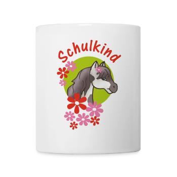 Écolier - frange avec de petites fleurs rouge vert - Mug blanc - blanc - Devant