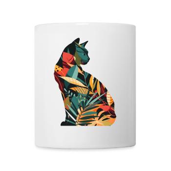 Silhouette de chat Look rétro - Mug blanc - blanc - Devant