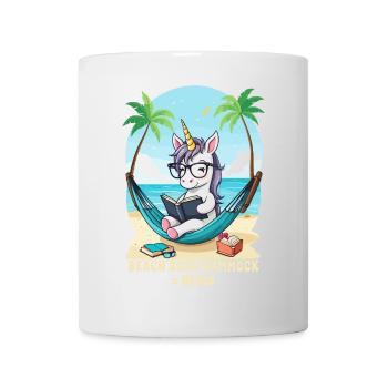 Einhorn mit Buch - Tasse - Weiß - Vorne