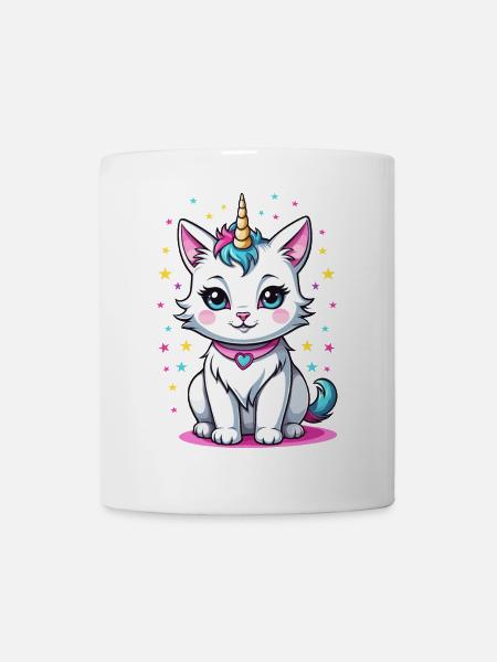 Süße Katzeneinhorn - Tasse - Weiß