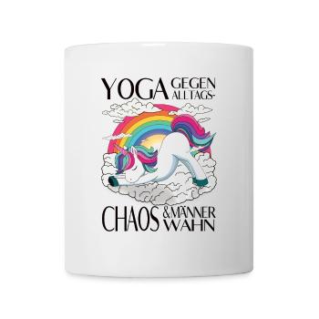 Yoga against everyday chaos & male mania - Mug - white - Front