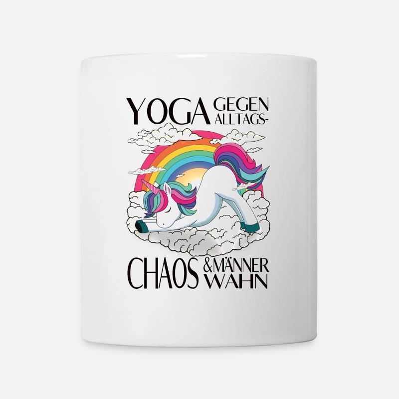 Yoga gegen Alltagschaos & Männerwahn - Tasse - Weiß