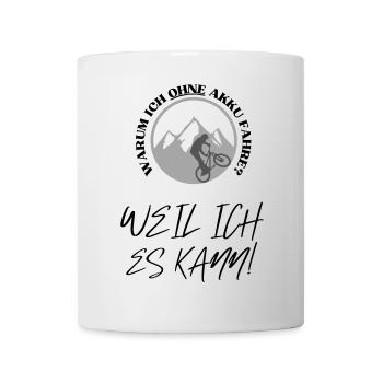 Pourquoi est-ce que je roule sans batterie ? Batterie vide ? Roulez - Mug blanc - blanc - Devant