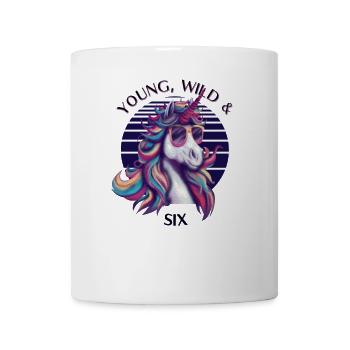 Young, Wild & Six – Cooles Einhorn Geburtstag - Tasse - Weiß - Vorne