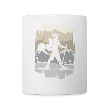 Wanderer Berge wandern Natur Gebirge Tour Symbol - Tasse - Weiß - Vorne