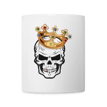 Crâne, crâne, crâne avec couronne et dent d’or - Mug blanc - blanc - Devant