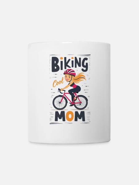 Cool Biking Mom Illustratie Ontwerp - Mok - wit