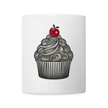 Topping with cherry in cupcake cups - Mug - white - Front