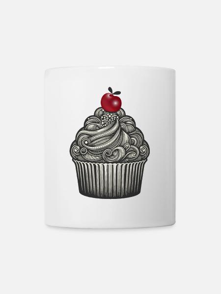 Topping mit Kirsche im Cupcake Förmchen - Tasse - Weiß