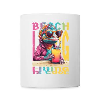 Caméléon sur la plage - Mug blanc - blanc - Devant