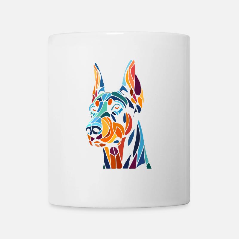 Dobermann Hundekopf - Tasse - Weiß