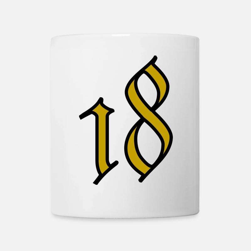 18. 18 ANS. 18e ANNIVERSAIRE. ANNIVERSAIRE 18 ANS. - Mug blanc - blanc