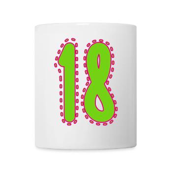 18. 18 YEARS OLD. 18th ANNIVERSARY. 18 BIRTHDAY. - Mug - white - Front