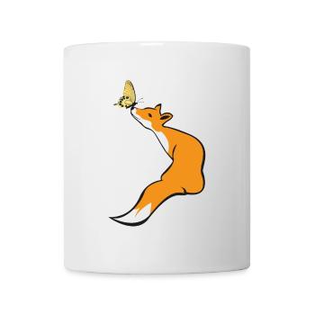 Playful fox with butterfly - Mug - white - Front