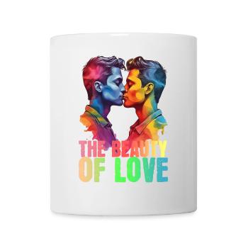 THE BEAUTY OF LOVE, TWO GAY MEN KISSING, LGBTQ+ - Mug - white - Front
