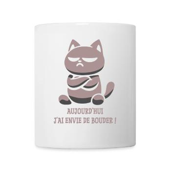chat boudeur, j'ai envie de bouder aujourd'hui - Mug blanc - blanc - Devant