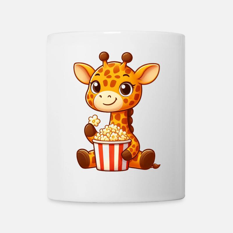 Drôle de girafe Popcorn Fans de films - Mug blanc - blanc