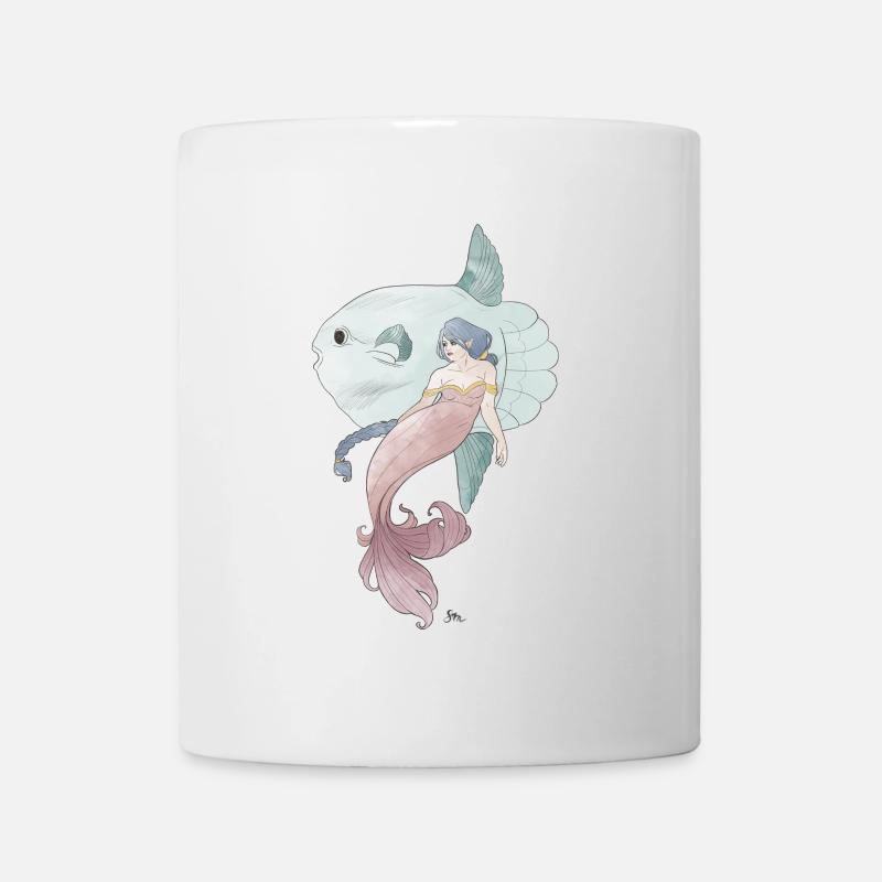 Freunde der See – Meerjungfrau mit Mondfisch - Tasse - Weiß