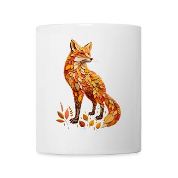 Ein Fuchs, gestaltet aus verschiedenen Blättern - Tasse - Weiß - Vorne