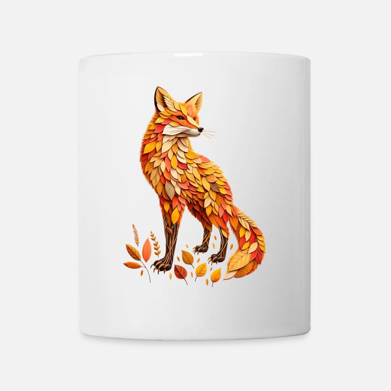 Ein Fuchs, gestaltet aus verschiedenen Blättern - Tasse - Weiß