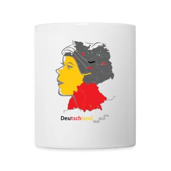 Landkarte mit stylischer Frau und Nationalfarben - Tasse - Weiß - Vorne