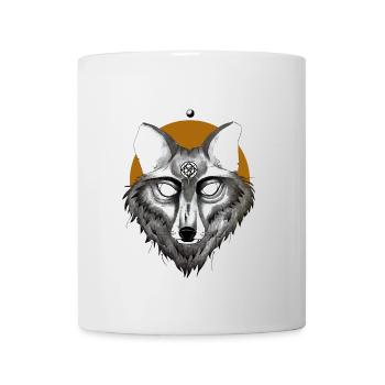 Mystischer Wolf mit Pentagramm Blick - Tasse - Weiß - Vorne