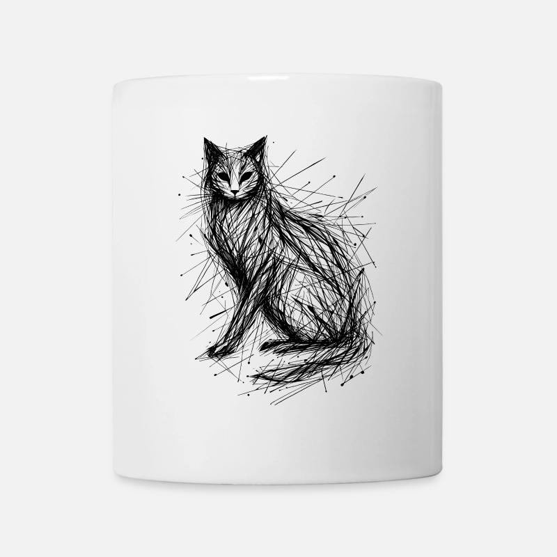 Croquis de chat abstrait - Mug blanc - blanc