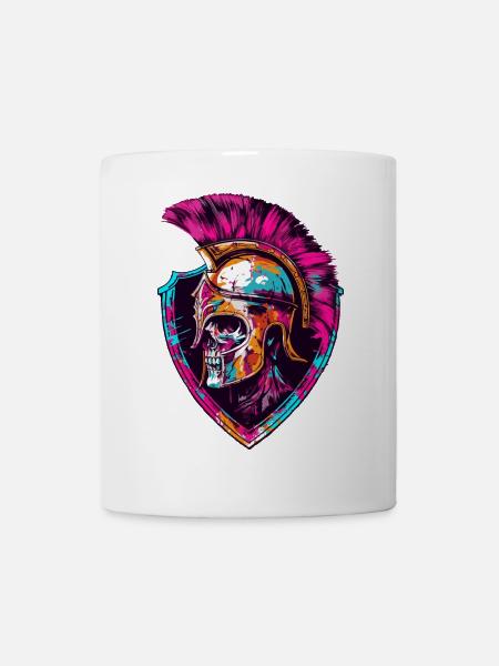 Spartaner Totenkopf Gladiator - Tasse - Weiß