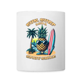 Surfing Pineapple: Sonne, Surfen und ein stacheliges Lächeln! - Tasse - Weiß - Vorne
