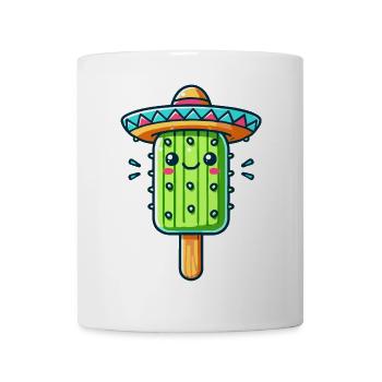 funny cactus ice cream motif with colorful sombrero - Mug - white - Front